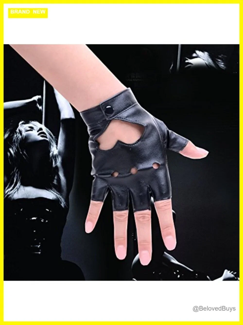 Women's Punk Half Finger PU Leather Performance Gloves for Halloween Cosplay